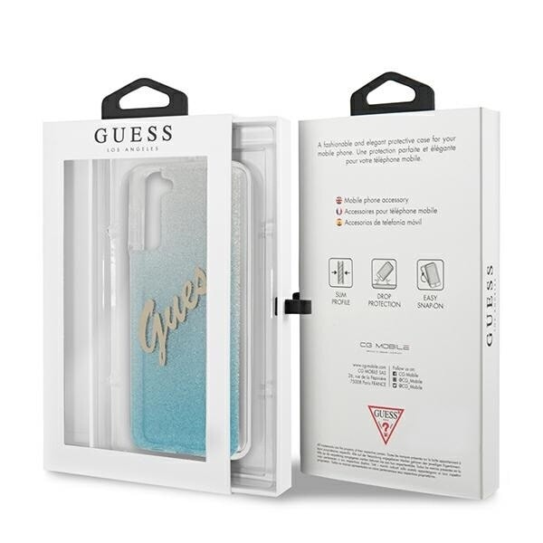 Guess GUHCS21MPCUGLSBL S21+ G996 Blå/Blå Hard Case Glitter Gradient Script