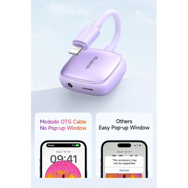 MCDODO ADAPTER LIGHTNING MINI JACK 3,5MM KABEL FÖR IPHONE 13 14