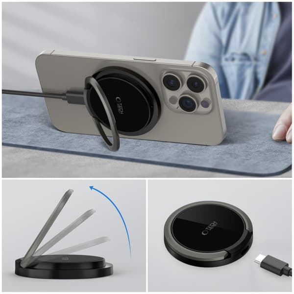 TECH-PROTECT QI15W-A33 MAGNETISK MAGSAFE TRÅDLØS LADER SORT