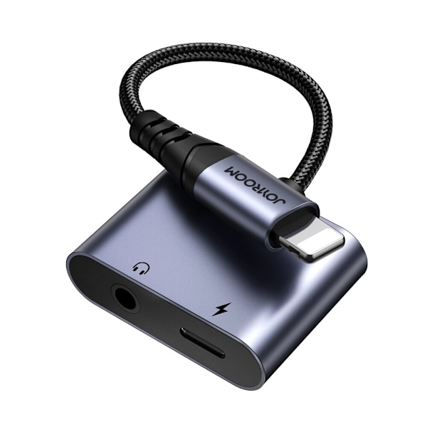 Joyroom SY-L01 Lightning to Lightning / 3,5 mm minijack DAC-adapter 2-i-1 - svart