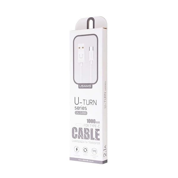 USAMS U-Turn USB-C-kabel 1m vit/vit 2A TCUSBXD02 (US-SJ099)