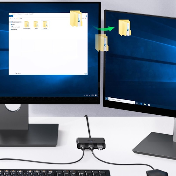 Ugreen switch adapter switch box USB 2 innganger - 3 utganger svart (CM409)