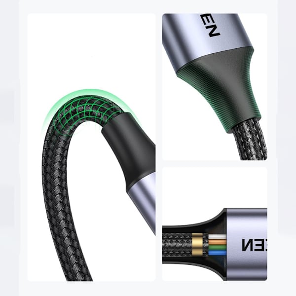 USB C - Micro USB B 3.0-kabel 5Gb/s 3A 1m Ugrønn US565 - grå