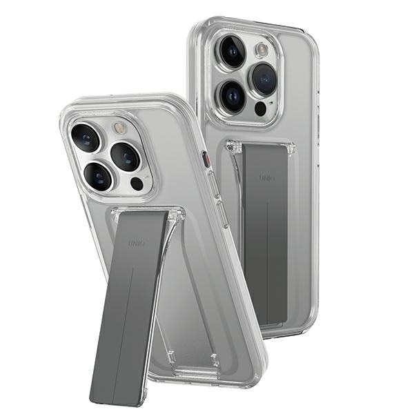 UNIQ fodral Heldro Mount med ställ iPhone 15 Pro Max 6,7" transparent/lucent klar
