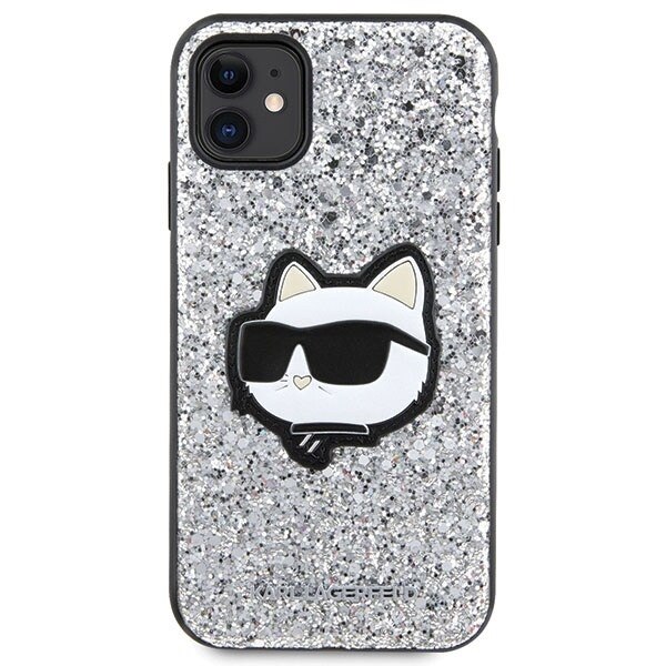Karl Lagerfeld KLHCN61G2CPS Deksel til iPhone 11 / Xr - Sølv Glitter Choupette Patch