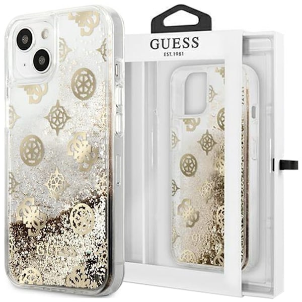 Guess GUHCP13SLGPEGO iPhone 13 mini 5.4 gull/gull hardt deksel Peony Liquid Glitter