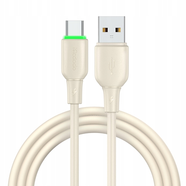 MCDODO USB-C SNABBLADDNINGSKABEL FÖR SAMSUNG XIAOMI TYP C 6A 100W 1M LED BEIGE