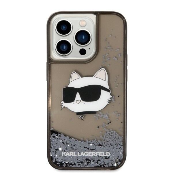 Karl Lagerfeld KLHCP14LLNCHCK iPhone 14 Pro 6.1 svart/svart hardt deksel Glitter Choupette Head