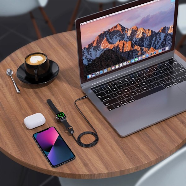 CHOETECH 5W TRÅDLØS OPLADER TIL APPLE WATCH + USB-C KABEL SORT
