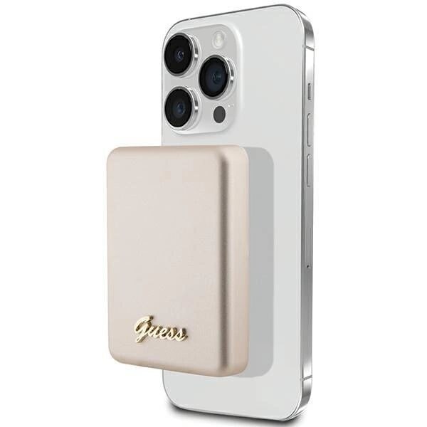 Guess MagSafe Metal Script Logo induksjonsstrømforsyning 15W 5000mAh - gull