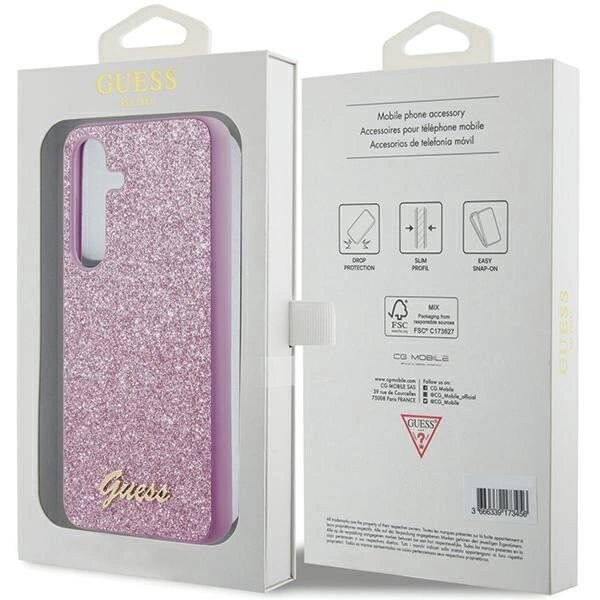 Guess Glitter Script-deksel til Samsung Galaxy S24+ - Lilla