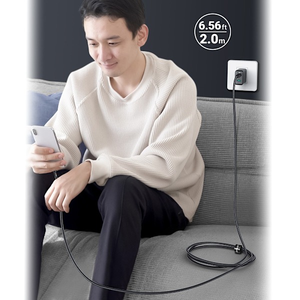 Acefast-kabel USB Type C - USB Type C 2m, 100W (20V/5A) grå (C4-03 deep space grey)