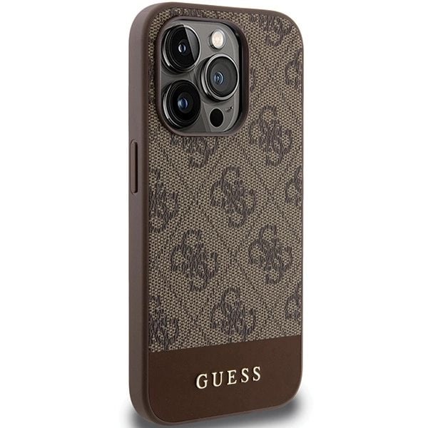 Guess 4G Stripe Collection beskyttelsesdeksel til iPhone 15 Pro - brun