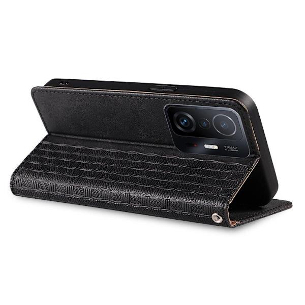 Magnet Strap Case Case for Xiaomi Redmi Note 11 Lommebokbeskyttelse + Mini lanyard anheng svart
