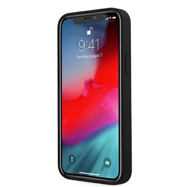 Guess GUHCP12LLSVSBK iPhone 12 Pro Max 6.7 svart/svart hardt deksel Script Vintage