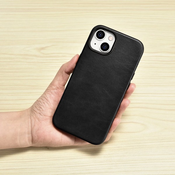 ICARER CASE CASE LÆDERCOVER MED MAGSAFE TIL IPHONE 14 SORT