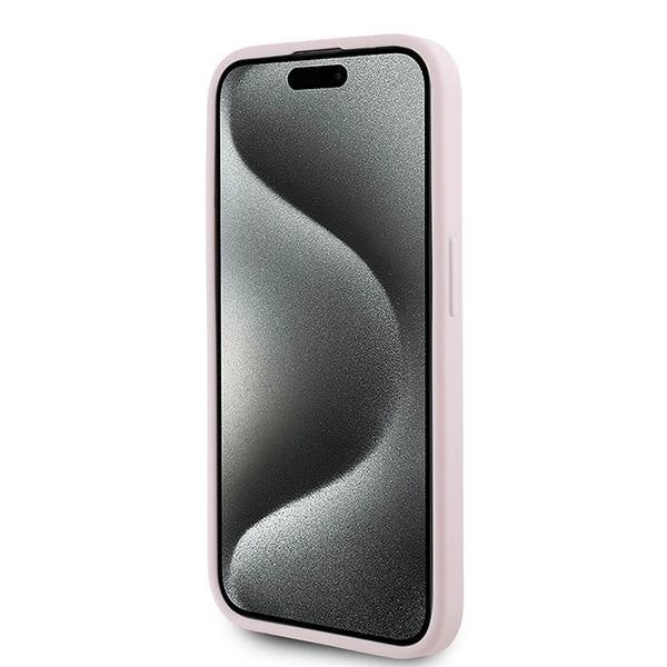 KARL LAGERFELD DIAGONAL QUILTED SCRIPT COVER TIL IPHONE 15 PRO - PINK
