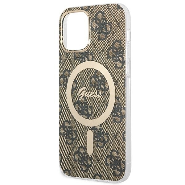 Sett Guess GUBPP12MH4EACSW Deksel+ Lader iPhone 12/12 Pro brun/brunt hardt deksel 4G Print MagSafe
