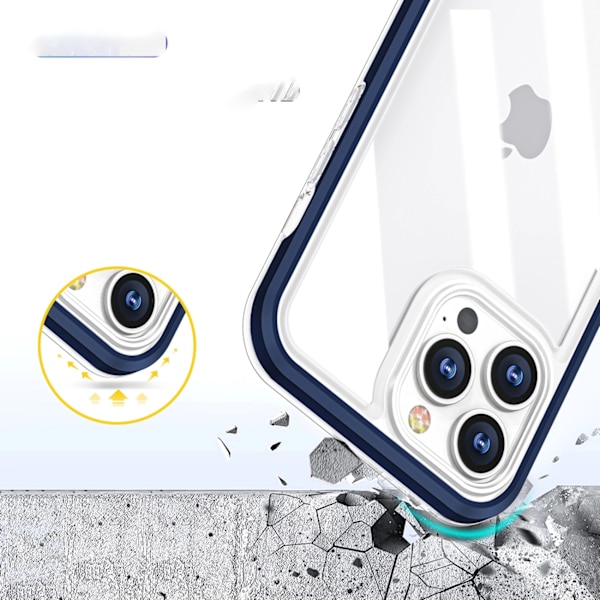 KLART 3-I-1 ETUI TIL IPHONE 13 PRO, GELCOVER MED RAMME, BLÅ