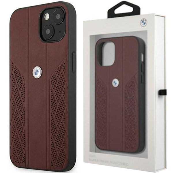 BMW BMHCP13MRSPPR iPhone 13 6.1 veske rød/rød hard veske Leather Curve Perforate