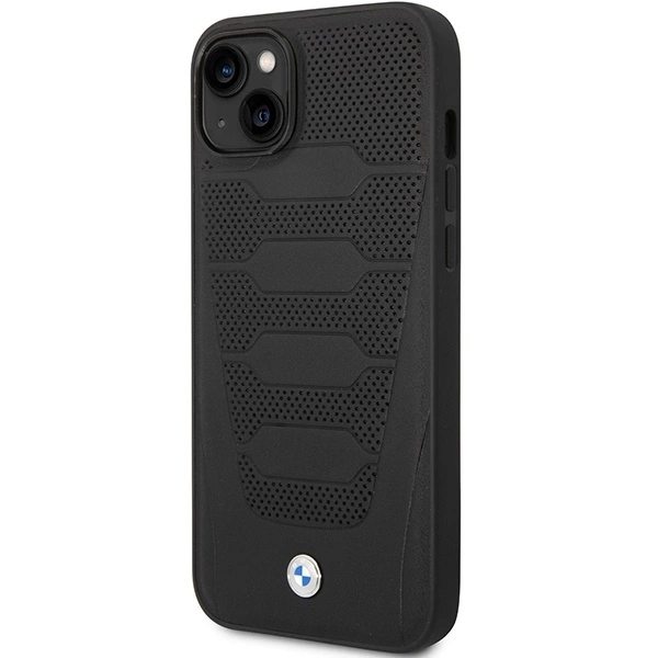 BMW LEATHER SEATS PATTERN ETUI TIL IPHONE 14 - SORT
