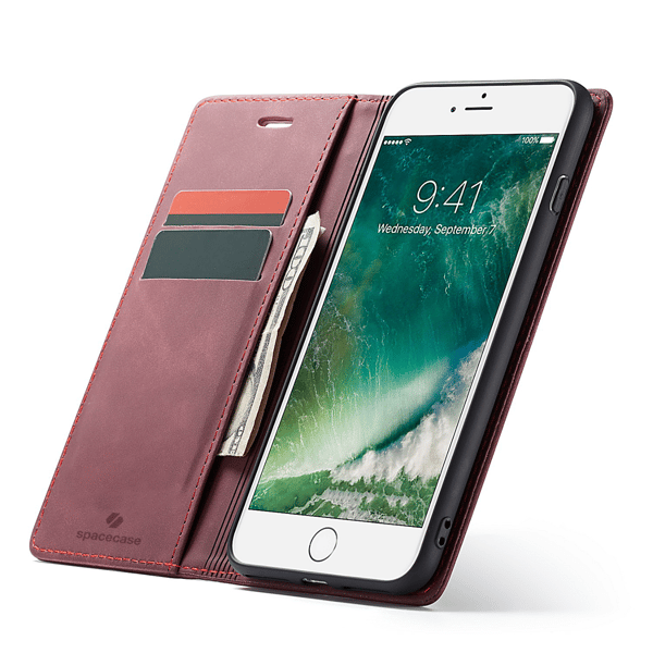 Spacecase Fodral För Iphone 7 8 Plus Sc Plånbok Röd
