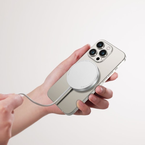 TECH-PROTECT QI15W-A30 MAGNETISK MAGSAFE TRÅDLØS OPLADER SØLV