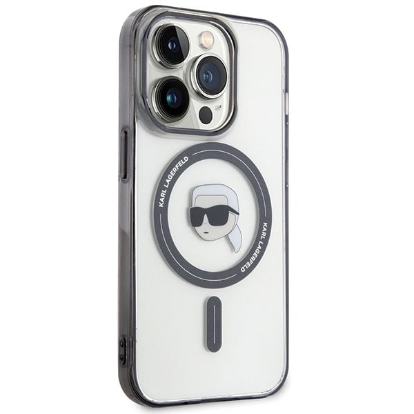 Karl Lagerfeld KLHMP15XHKHNOTK iPhone 15 Pro Max 6.7 gjennomsiktig hardt deksel IML Karl`s Head MagSafe