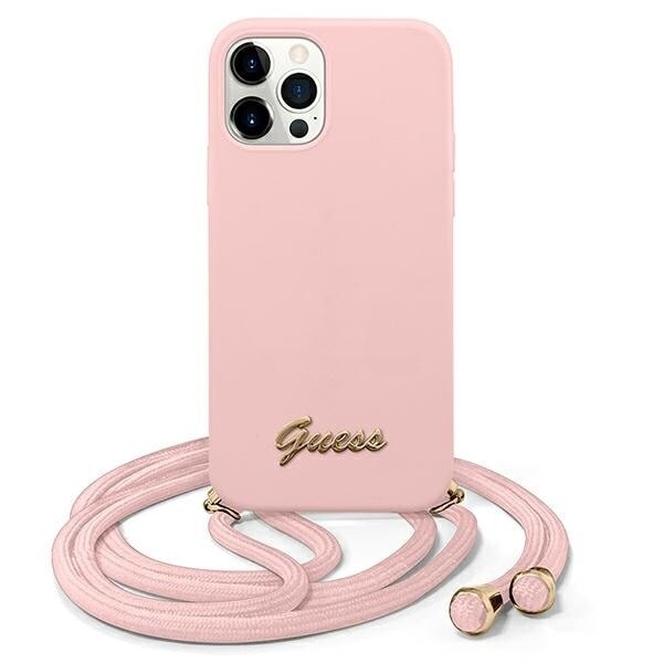 Gjett GUHCP12LLSCLMGLP iPhone 12 Pro Max 6.7 rosa/rosa hardt etui metalllogoledning