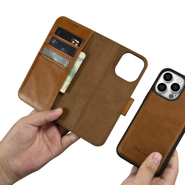 ICARER CASE CASE HOUSING COVER LÆDERCASE TIL IPHONE 14PRO BROWN