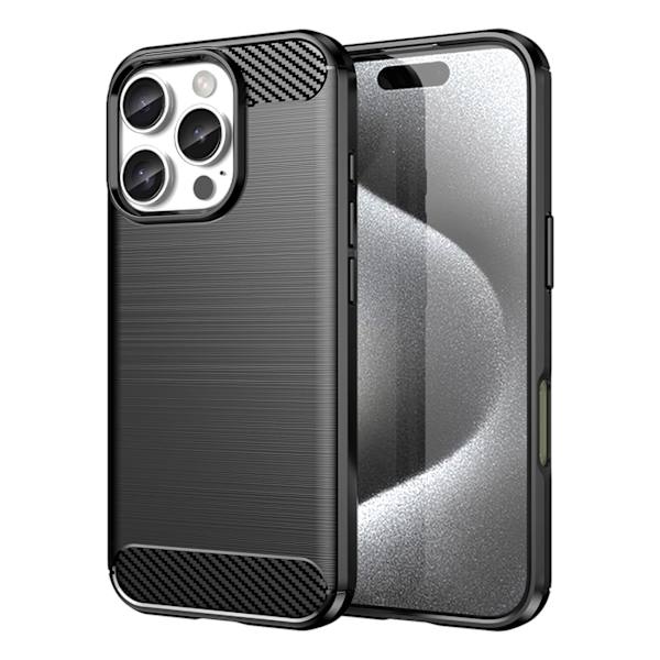CARBON CASE SILIKONE ETUI TIL IPHONE 16 PRO MAX - SORT