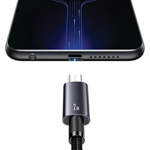 USAMS USB till mikro-USB-kabel 2A 1,2 m snabbladdning stål/lack SJ668USB01 (US-SJ668)