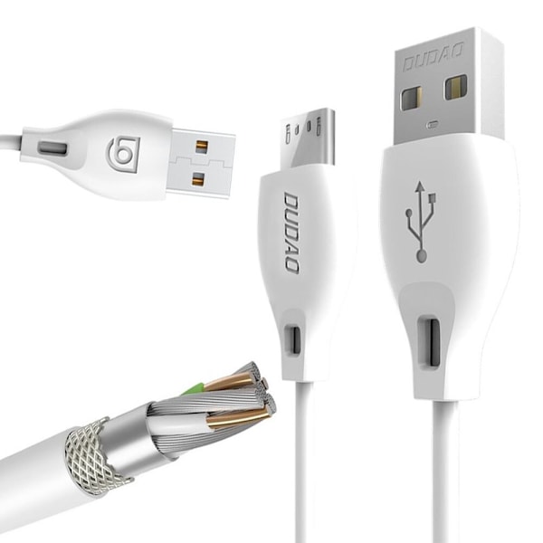 Dudao mikro USB-kabel 2,4A 2m hvit (L4M 2m hvit)