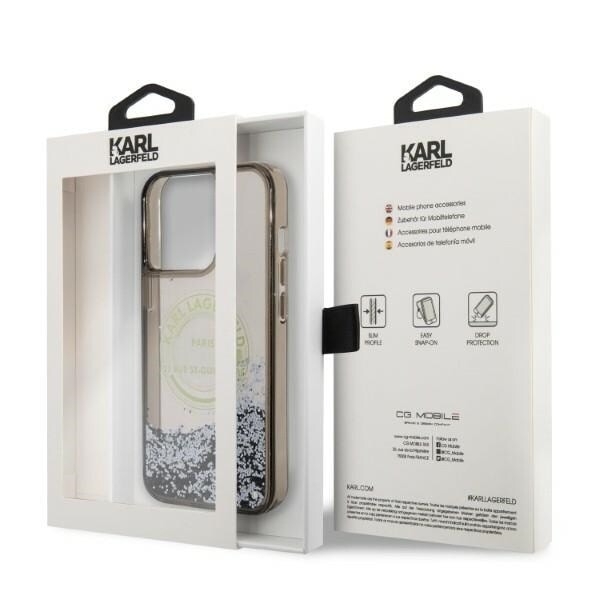 KARL LAGERFELD LIQUID GLITTER RSG ETUI TIL IPHONE 14 PRO MAX - SORT