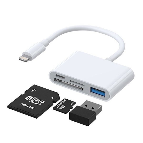 JOYROOM HUB MULTIFUNKTIONEL OTG LIGHTNING-USB/SD,TF LÆSER/LIGHTNING WHITE