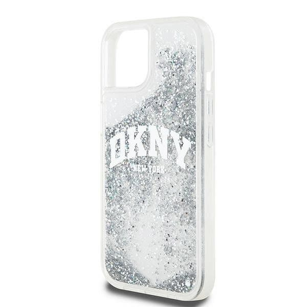DKNY Liquid Glitter Big Logo beskyttelsesdeksel for iPhone 15/14/13 - hvit
