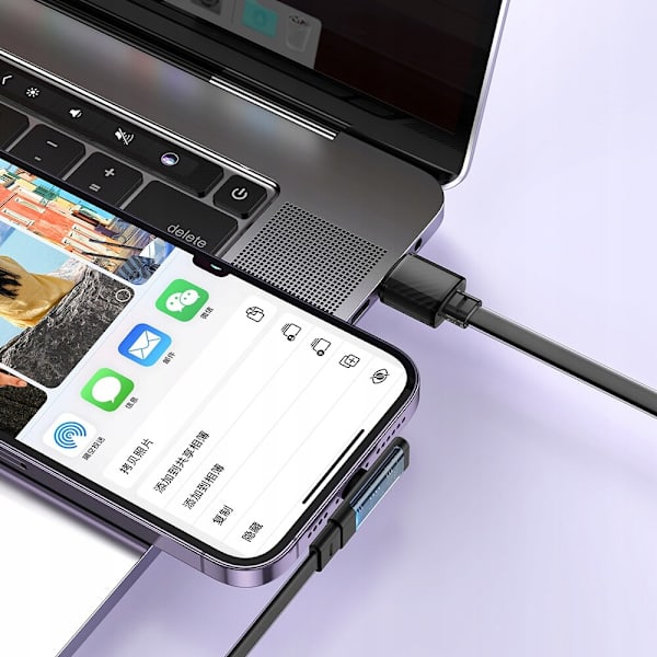 MCDODO ANGLE USB LIGHTNING CABLE 36W IPHONE 12 13 14 SVART 2M
