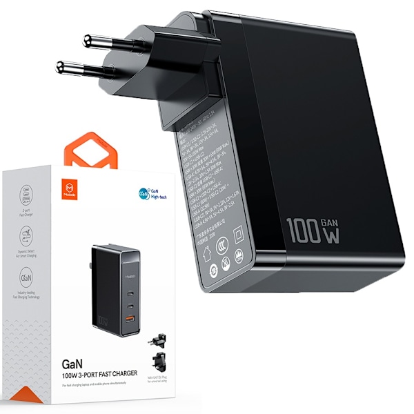 MCDODO SNABBLADDARE STRÖMFÖRSÖRJNING CUBE 3X USB-C PD USB-A GAN 100W