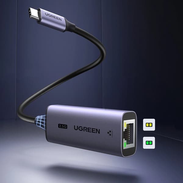 UGRØN ADAPTER USB-C TIL RJ45 ETHERNET 2,5G ADAPTER HOLDBAR GRÅ
