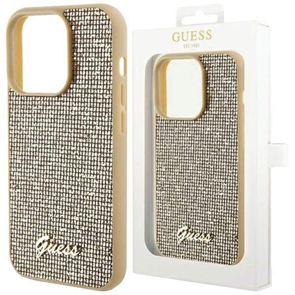 Guess Disco Metal Script-deksel til iPhone 14 Pro - gull