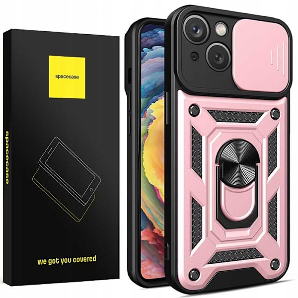Spacecase Fall Fall För Iphone 15 Plus Camring Rosa