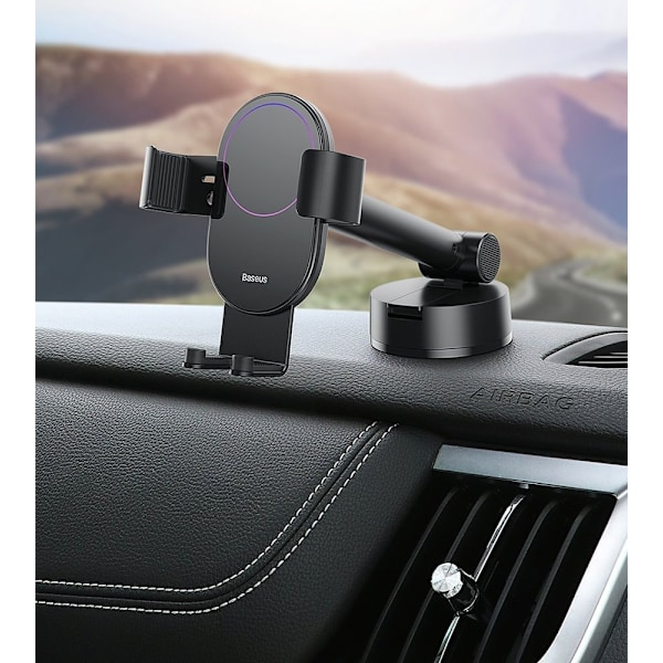 BASEUS TELESKOPISK GRAVITY BIL VINDUEMONTERING COCKPIT SORT