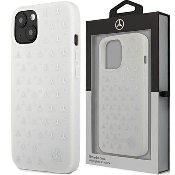 MERCEDES SILVER STARS PATTERN ETUI TIL IPHONE 13 MINI - HVID