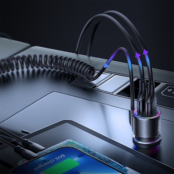 Joyroom 3 i 1 hurtiglader 1,5 m 17 W med Lightning-kabel sort (JR-CL25)