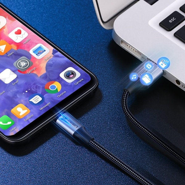 Ugrønn kabel USB - USB Type C Quick Charge 3.0 3A 1m grå (60126)