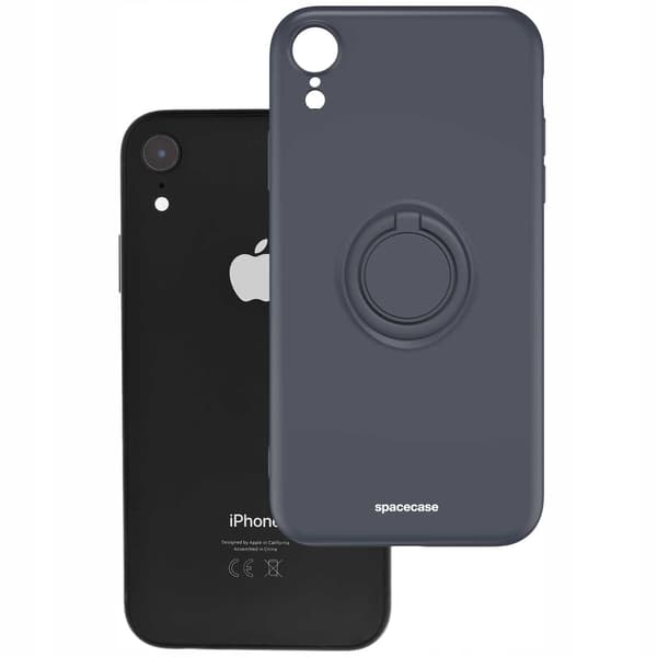 Spacecase Skyddande Silikonfodral För Iphone Xr Svart Med Ring