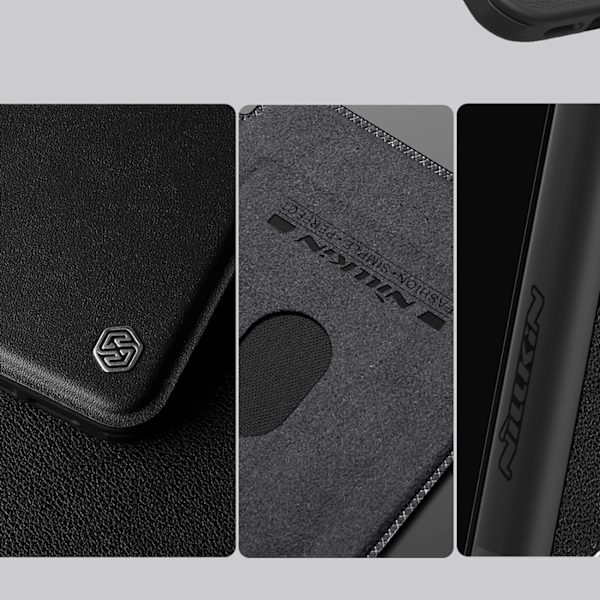 NILLKIN QIN PROP LÆDERETUI MED KAMERACOVER OG STATIV TIL IPHONE 16 PRO MAX - SORT