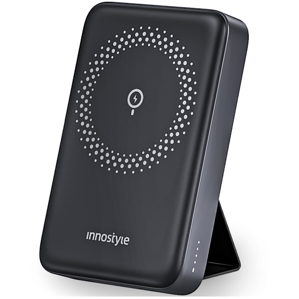 INNOSTYLE POWERMAG 2IN1 SNABB INDUKTION POWERBANK FÖR MAGSAFE 10000MAH STATIV SVART