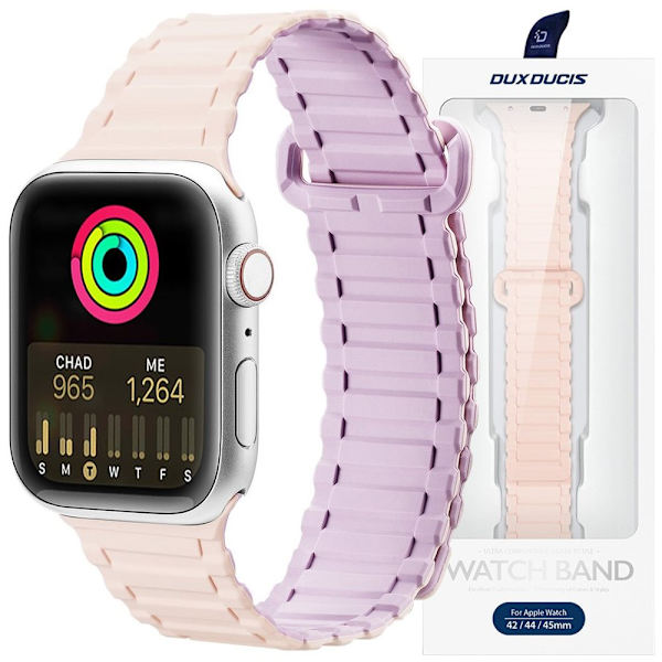 Dux Ducis-rem (panserversjon) Apple Watch Ultra, SE, 8, 7, 6, 5, 4, 3, 2, 1 (49, 45, 44, 42 mm) magnetisk silikonarmbånd, rosa