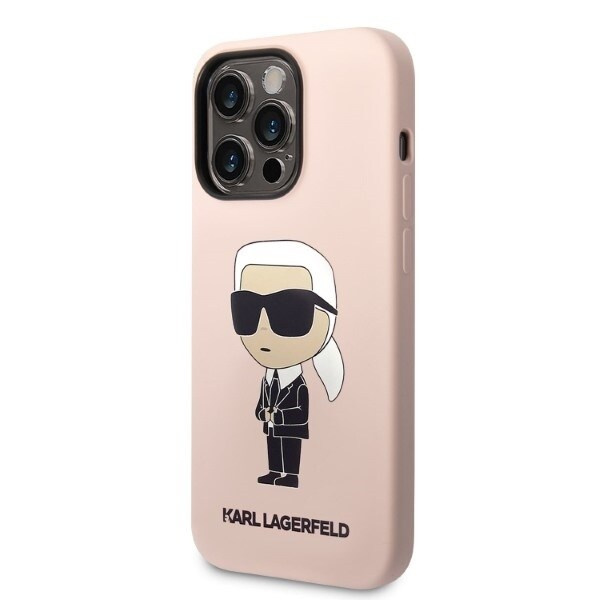 Karl Lagerfeld KLHMP14LSNIKBCP iPhone 14 Pro 6.1 hardt deksel rosa/rosa Silikon Ikonik Magsafe